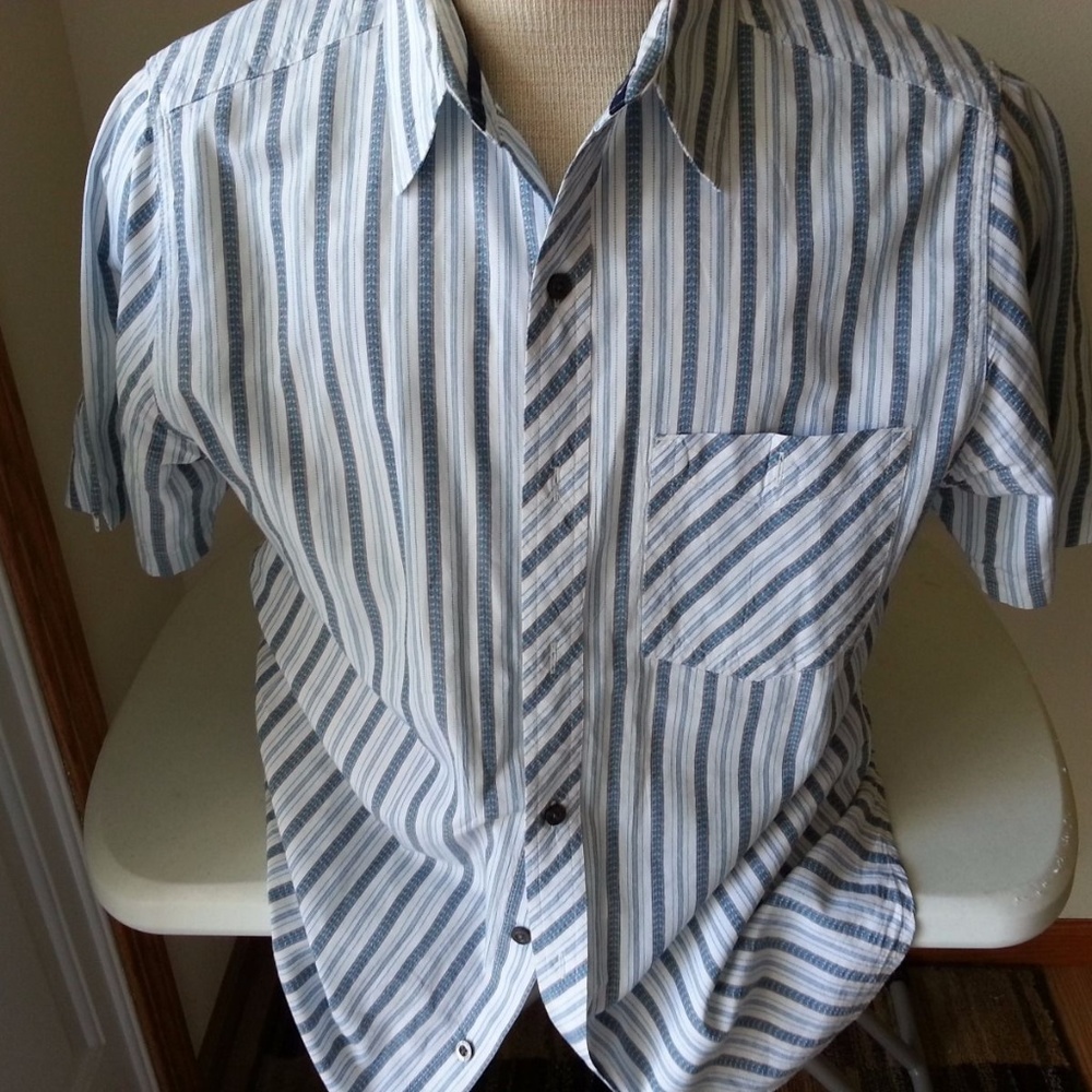 North Face white & teal stripe shirt - mens medium